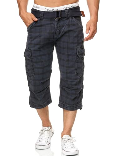 Indicode Herren Nicolas Check 3/4 Cargo-Shorts inkl. Gürtel | Herrenshorts aus Baumwolle Navy Check XXL Indicode Herren Nicolas Check 3/4 Cargo-Shorts inkl. Gürtel | Herrenshorts aus Baumwolle Navy Check XXL von Indicode