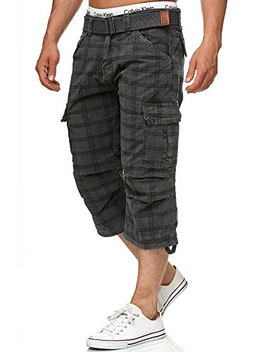 Indicode Herren Nicolas Check 3/4 Cargo-Shorts inkl. Gürtel | Herrenshorts aus Baumwolle Raven Check XXL Indicode Herren Nicolas Check 3/4 Cargo-Shorts inkl. Gürtel | Herrenshorts aus Baumwolle Raven Check XXL von Indicode
