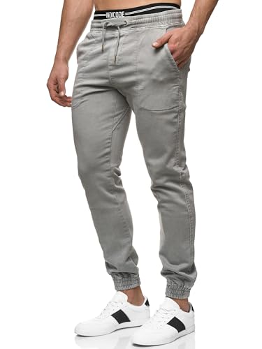 Indicode Herren Nizar Stretchhose | Herrenhose Denim Stretch Jeans Freizeithose Lt Grey, S von Indicode