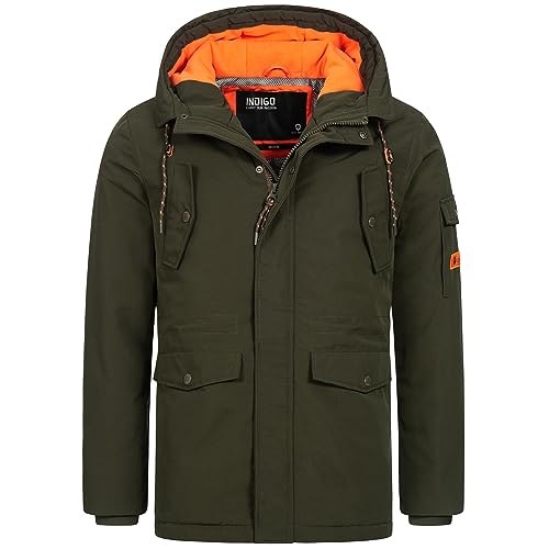 Indicode Herren Ocala Herrenmantel mit verdeckter Knopfleiste | Wintermantel für Männer Army XL von Indicode