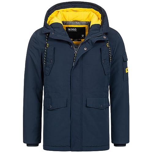 Indicode Herren Ocala Herrenmantel mit verdeckter Knopfleiste | Wintermantel für Männer Navy L von Indicode