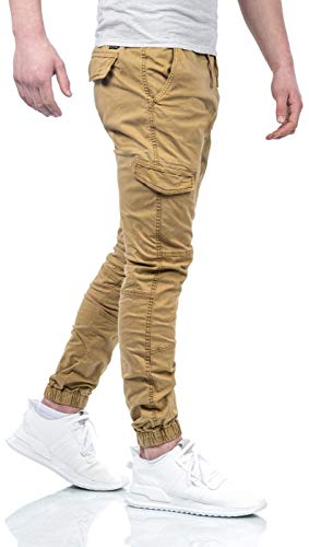 Indicode Herren Outdoor Cargohose Cargo Hose Stoff lang viele Taschen B698 [B698-Levi-Beige-Gr.L] von Indicode