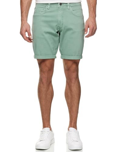 Indicode Herren Page Jeans Shorts mit 5 Taschen | Herrenshorts Used Look für Männer Granite Green S von Indicode