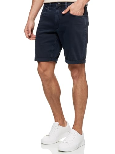 Indicode Herren Page Jeans Shorts mit 5 Taschen | Herrenshorts Used Look für Männer Navy, L von Indicode