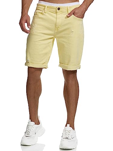 Indicode Herren Page Jeans Shorts mit 5 Taschen | Herrenshorts Used Look für Männer Pale Banana XL von Indicode