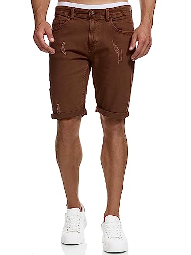 Indicode Herren Page Jeans Shorts mit 5 Taschen | Herrenshorts Used Look für Männer Rootbeer, XXL von Indicode