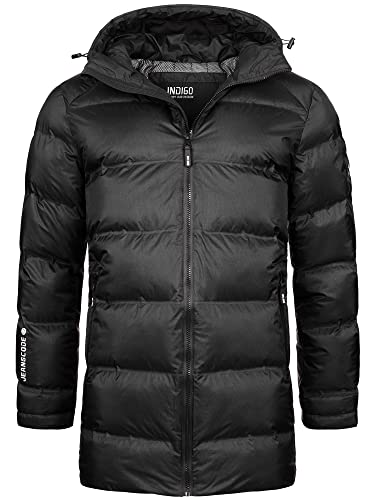 Indicode Herren Parkkish Winterparka mit Kapuze | Herrenjacke Herrenparka für Männer Black L von Indicode