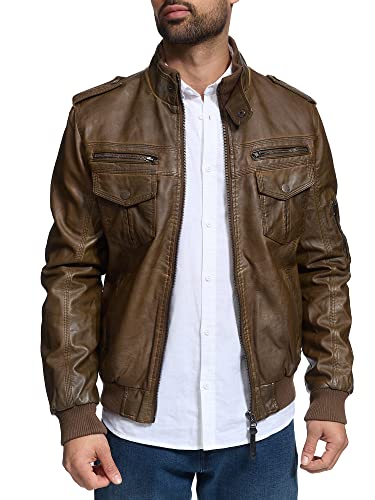 Indicode Herren Pawel Lederjacke aus Leder-Imitat | Motorradjacke Bikerjacke für Männer Brown L Indicode Herren Pawel Lederjacke aus Leder-Imitat | Motorradjacke Bikerjacke für Männer Brown L von Indicode