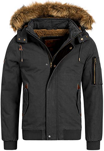 Indicode Herren Pennington Winterjacke aus Baumwolle | Winterparka Herrenjacke Parka Dk Grey, XL von Indicode