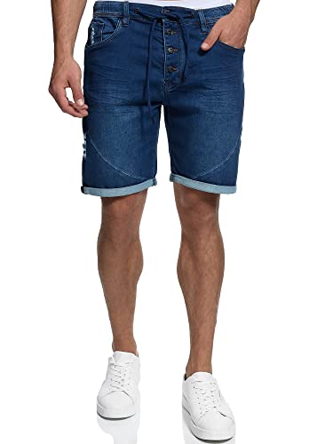 Indicode Herren Piano Sweatshorts aus 82% Baumwolle | Denim Short Freizeithose für Männer Navy L von Indicode