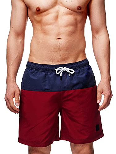 Indicode Herren Pruitt Badehose mit 3 Taschen und Tunnelzug | Badeshorts für Männer Bordeaux XL von Indicode