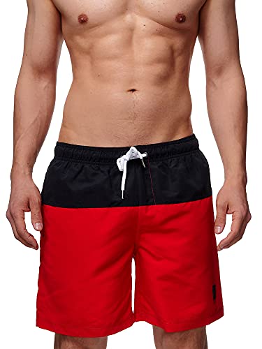 Indicode Herren Pruitt Badehose mit 3 Taschen und Tunnelzug | Badeshorts für Männer Goji Berry L von Indicode