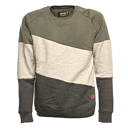 Indicode Herren Pullover Knight Sweatshirt Rundhalsausschnitt mit Streifen Sweater Crew Neck Urban Green L von Indicode