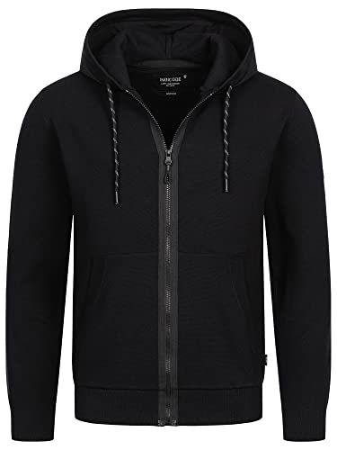 Indicode Herren Reilly Sweatjacke mit Reißverschluss und Kapuze | Hooded Jacket für Männer Black, M von Indicode