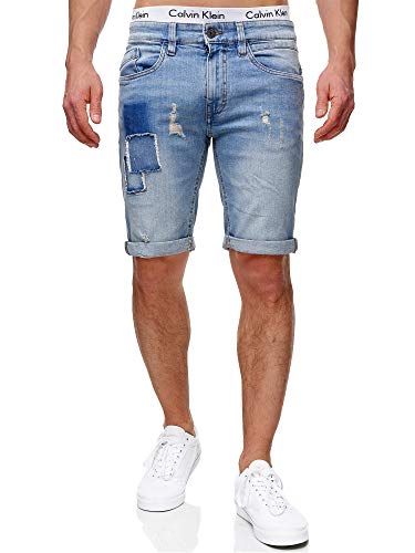 Indicode Herren Roberts Jeans Shorts mit 5 Taschen | Herrenshorts Used Look für Männer Blue Wash S von Indicode