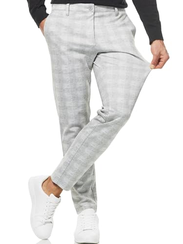 Indicode Herren Rodekro Performance Pants | Chinohose Herrenhose Super Stretch Stoffhose Bequeme Business Hose für Männer Grey Check, 33/32 von Indicode