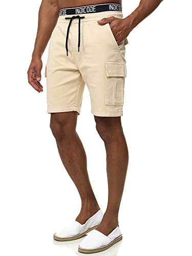 Indicode Herren Rudi Cargo Jeans Jogging Shorts | Denim Stretch Sommerhose für Männer Fog XL von Indicode
