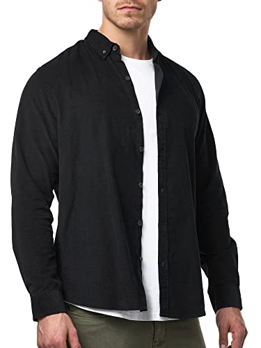 Indicode Herren Ryan Kordhemd aus Baumwolle | Herrenhemd Kord Cord Freizeithemd Black M von Indicode