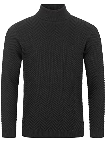 Indicode Herren Saini Pullover mit Rollkragen aus Baumwolle | Strickpullover Männer Black L von Indicode