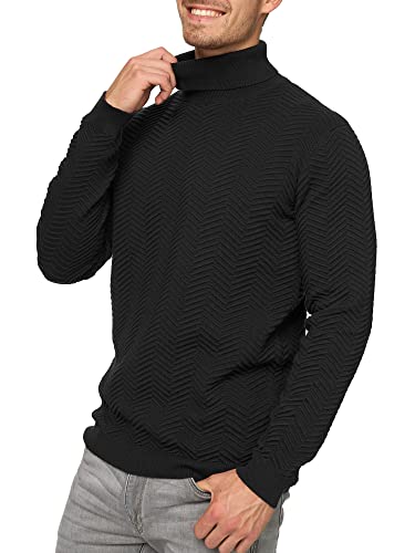 Indicode Herren Saini Pullover mit Rollkragen aus Baumwolle | Strickpullover Männer Black L von Indicode