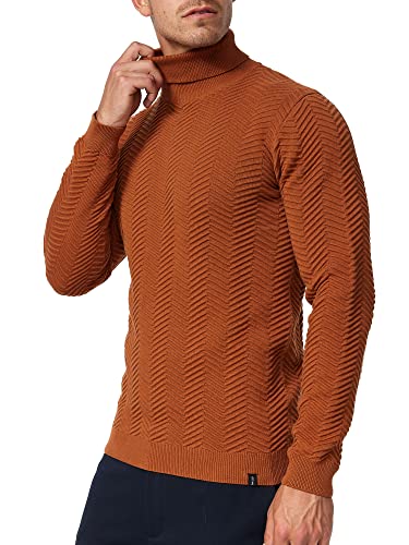 Indicode Herren Saini Pullover mit Rollkragen aus Baumwolle | Strickpullover Männer Caramel L von Indicode