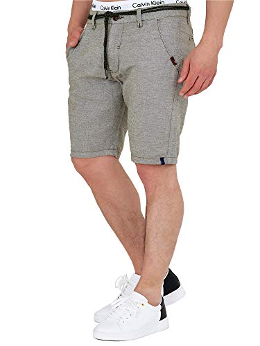 Indicode Herren Sant Cugat Shorts aus Baumwolle & Leinen | Bermuda Männer Sommershorts Dark Olive XXL von Indicode