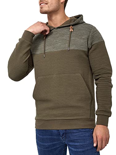 Indicode Herren Saunders Sweatshirt mit Kapuze | Hoodie Kapuzenpullover für Männer Army XL von Indicode