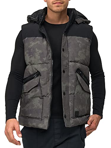 Indicode Herren Simmons Winterweste mit Kapuze | Weste Outdoorweste Winter für Männer Army XXL von Indicode