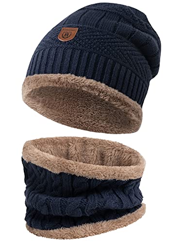 Indicode Herren Siracusa Winter-Set Mütze & Schal | Strick Wintermütze Winterschal Navy One Size Indicode Herren Siracusa Winter-Set Mütze & Schal | Strick Wintermütze Winterschal Navy One Size von Indicode