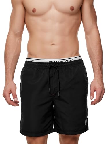 Indicode Herren Solomon Badehose mit 3 Taschen und Tunnelzug | Badeshorts für Männer Black M von Indicode