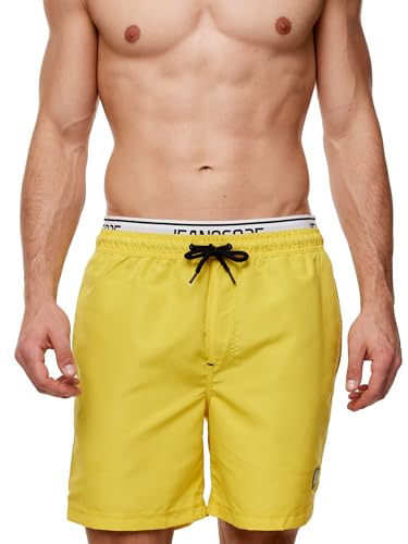 Indicode Herren Solomon Badehose mit 3 Taschen und Tunnelzug | Badeshorts für Männer Lemon Pie, L von Indicode