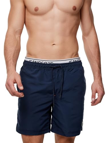 Indicode Herren Solomon Badehose mit 3 Taschen und Tunnelzug | Badeshorts für Männer Navy, XXL von Indicode