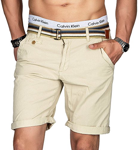 Indicode Herren Sommer Bermuda Chino Shorts Kurze Hose Sommerhose Short NEU B499 [B499-Beige-Gr.XXL] von Indicode