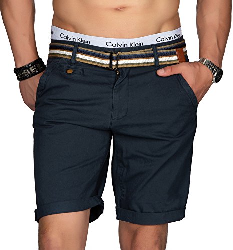 Indicode Herren Sommer Bermuda Chino Shorts Kurze Hose Sommerhose Short NEU B499 [B499-Navy-Gr.M] von Indicode
