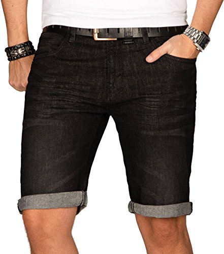 Indicode Herren Sommer Jeans Shorts Kurze Hose Sommerhose Short Bermuda B556a [B556a-Schwarz-Gr.XXL] von Indicode