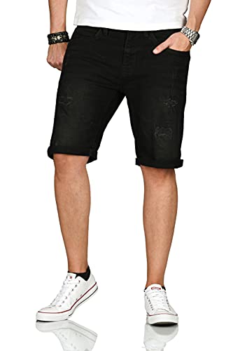 Indicode Herren Sommer Bermuda Kurze Jeans Shorts Hose Sommerhose Short B715 [B715-K.-Holes-U.-Black-Gr.L] von Indicode