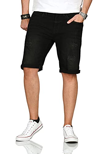 Indicode Herren Sommer Bermuda Kurze Jeans Shorts Hose Sommerhose Short B715 [B715-K.-Holes-U.-Black-Gr.M] von Indicode