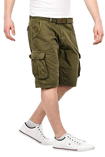 Indicode Herren Sommer Bermuda Shorts Kurze Hose Sommerhose Short B699 [B699-Monroe-Olive-Gr.XXL] von Indicode