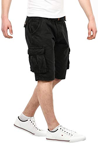 Indicode Herren Sommer Bermuda Shorts Kurze Hose Sommerhose Short B699 [B699-Monroe-Schwarz-Gr.XL] von Indicode