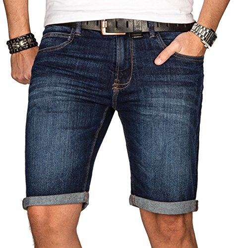 Indicode Herren Sommer Jeans Shorts Kurze Hose Sommerhose Short Bermuda B556a [B556a-Dunkelblau-Gr.L] von Indicode