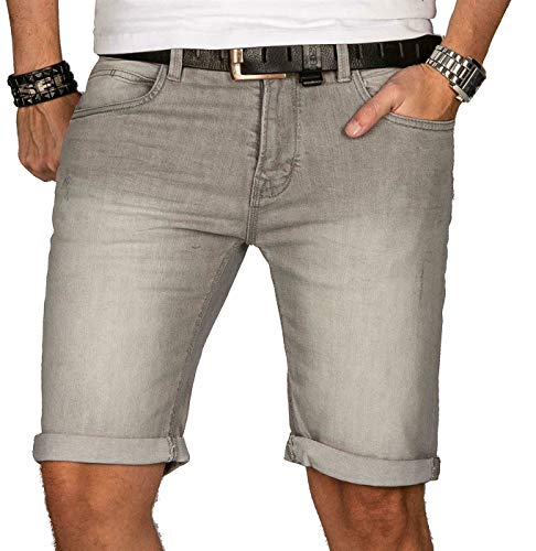 Indicode Herren Sommer Jeans Shorts Kurze Hose Sommerhose Short Bermuda B556a [B556a-Grau-Gr.L] von Indicode