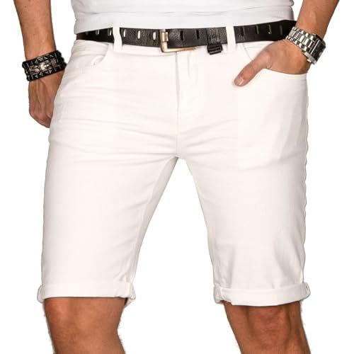 Indicode Herren Sommer Jeans Shorts Kurze Hose Sommerhose Short Bermuda B556a [B556a-Offwhite-Gr.L] von Indicode