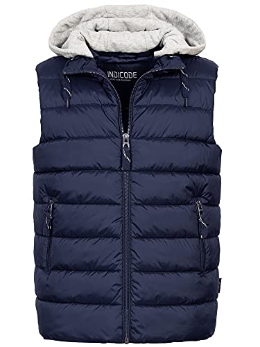 Indicode Herren Stockton Steppweste mit abnehmbarer Jersey-Kapuze | Herrenweste Weste Navy XL Indicode Herren Stockton Steppweste mit abnehmbarer Jersey-Kapuze | Herrenweste Weste Navy XL von Indicode