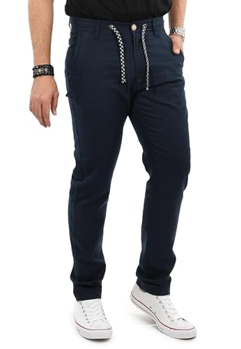 Indicode Herren Stoffhosen (S-5XL) Regular Fit Leinenhosen - 55% Leinen, 45% Baumwolle, Leichte, Atmungsaktive Hosen Männer - B798 Blau X-Large von Indicode