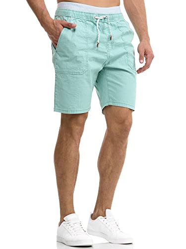 Indicode Herren Stoufville Chino Shorts mit 4 Taschen aus 98% Baumwolle | Bermuda Sommershorts für Männer Blue Surf, XXL von Indicode
