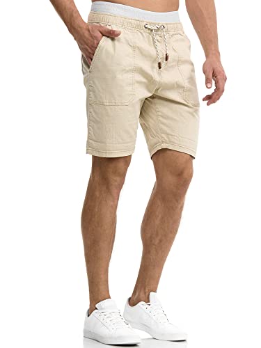 Indicode Herren Stoufville Chino Shorts mit 4 Taschen aus 98% Baumwolle | Bermuda Sommershorts für Männer White Pepper, M von Indicode