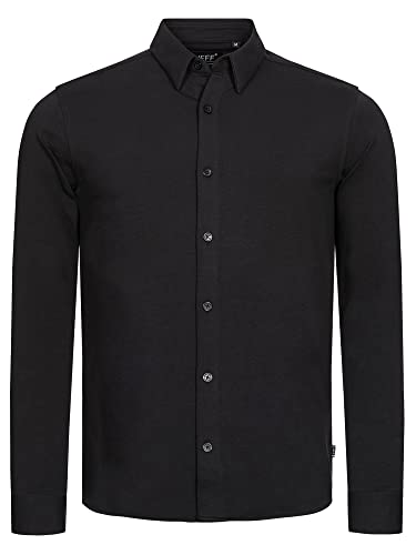 Indicode Herren Theo Hemd Langarm Super-Stretch Baumwolle | Herrenhemd Männer Black XXL von Indicode