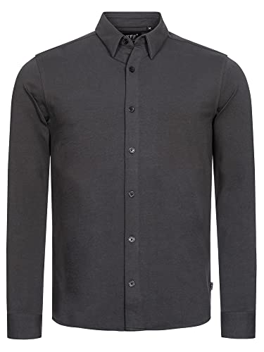 Indicode Herren Theo Hemd Langarm Super-Stretch Baumwolle | Herrenhemd Männer Dk Grey, XL von Indicode