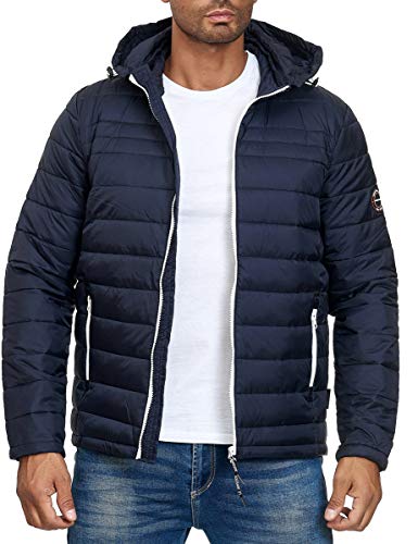 Übergangsjacke Herren - Lascelles - Mit abtrennbarer Kapuze und Tunnelzug - Herren Jacke im Steppjacken Look - Windsicher - Ideal für Frühling und Herbst - Navy - Gr. 3XL von Indicode