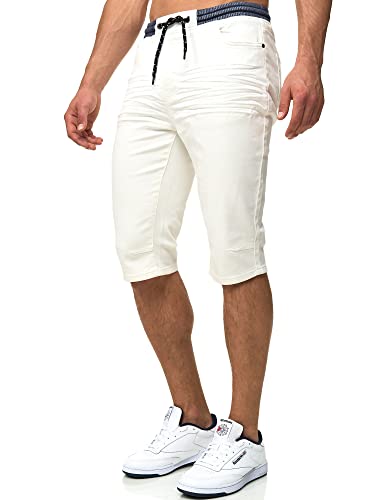 Indicode Herren Vasile Jeans Shorts mit 5 Taschen | Herrenshorts Used Look für Männer Offwhite M von Indicode